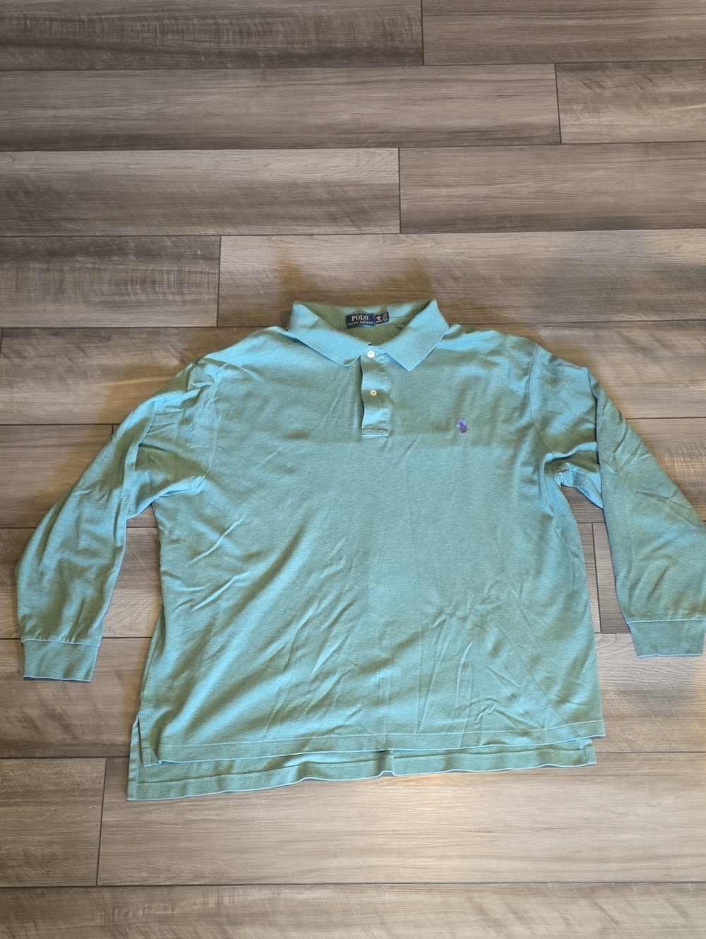 Polo by Ralph Lauren Mens Long Sleeve Polo - Green Size 3X